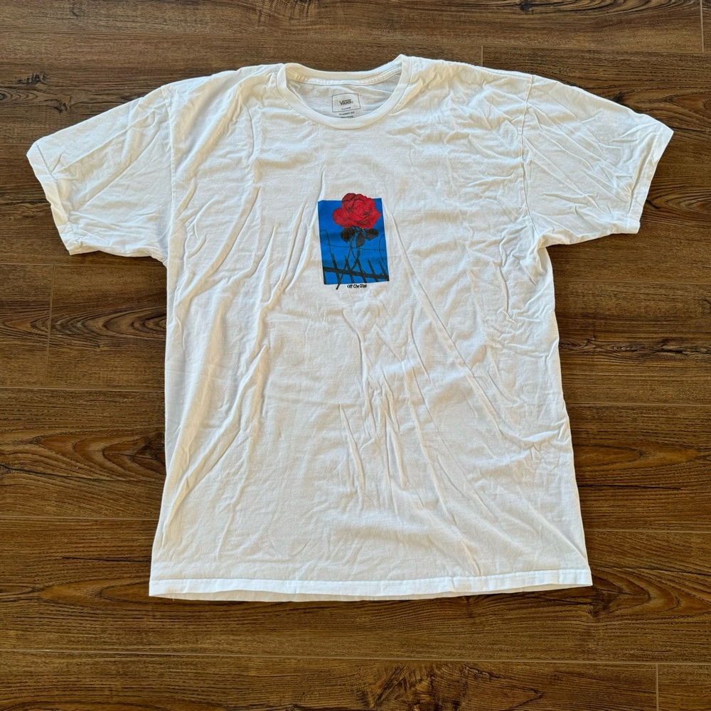 Vans Red and White Short Sleeve Tee